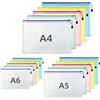 silttble Buste Porta Documenti 15 Pezzi, Sacchetti Trasparenti Zip A4+A5+A6, Cartelline Portadocumenti Mesh PVC Impermeabile, Resistente all'usura e Riutilizzabile, Per Organizza Documenti e Ricevute, 5 Colori