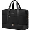 LOVEVOOK Borsa da viaggio in tela per donne, borsa da viaggio impermeabile per una notte con scomparto per scarpe e manico per trolley, borsa da viaggio per ospedale, valigia da cabina per volo con