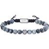 GAVU Bracciale da Uomo con Perle di Occhio di Falco Pietra Naturale e Amuleto Fleur de Lis, Bracciale Occhio di Falco da Uomo Regolabile
