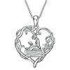 YFN Collana in argento sterling 925 per amanti dei libri, ciondolo per ragazze, regalo di laurea, gioiello per donne e ragazze