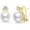 Jiahanzb Orecchini Perle Argento Sterling 925 Orecchini a Bottone con Perle per Donna Perla Zirconi Gioielli Regali Perla Bianche 13 mm Placcati oro