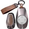 HIBEYO Custodia intelligente per chiave dell'auto, compatibile con motore leapmotor T03 S01 C11 C01, accessorio in pelle, custodia protettiva in lega per chiavi auto, custodia per chiavi a distanza