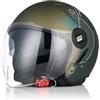 ORIGINE Casco Jet Moto Casco Aperto Scooter con Doppia Visiera Omologato ECE2206 (UPNDOWN MATT GREEN, XL)