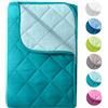 WOMETO, trapunta estiva leggera, 135x200, per campeggio o per l'estate, OekoTex 100, 700 g circa,trapunta in colori vivaci: verde, beige, turchese, arancio e bianco, 100% poliestere, Steppbett Sommer Türkis, 135 x 200