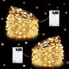 HeiPard Lucine Led Decorative a Batteria, 10m 100LED Rame Filo Luci Natale Impermeabile, Lucine Decorative per Interno e Esterni, Casa, Feste, Matrimonio (2 Pezzi, Bianco caldo)