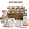 MILIVIXAY - Confezione da 12 barattoli per candele, in vetro trasparente, 355 ml, con coperchio e kit per la creazione di candele, vuoti, contenitori per spezie e polveri