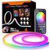 Aurevita Striscia luminosa al neon RGB-IC, 10 m, USB, 5 V, USB, Bluetooth, LED per parete, striscia luminosa per esterni, controllo app, sincronizzazione musica, ideale per la decorazione della stanza