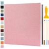 Semfalbuums Album Fotografico Autoadesivo 33x32 CM in Lino Album Portafoto Personalizzabile Scrapbook Photo Album Fotolibro Ricordi Nascita Matrimonio Journal Travel Guest Book, 120 Pagine Rosa