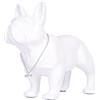 SHENGTIAN Statua di Bulldog in Posizione Eretta con Collana d'Argento - Scultura in Resina per Decorazione di Soggiorno, Camera da Letto, Bagno e Scrivania (Bianco, L)