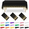 Nachlynn 3 pezzi Tovaglia monouso 137 x 274 cm Oro e Nero Rettangolare Tovaglia impermeabile per tavolo da giardino per festival, feste, matrimoni, addio al nubilato, compleanni, decorazioni