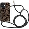 Xylota Cover per iPhone 17 6,3'' con Cordino, Aesthetic Disegni Custodia con Regolabile Tracolla Laccio Collana Case, Silicone Bumper Anti-Graffio Protettiva Custodie per iPhone 17, leopardata 01