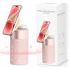 COLSUR Cassa Bluetooth Caricabatterie wireless Altoparlanti Bluetooth con luce notturna, stazione di ricarica wireless 2 in 1 per iPhone 16/15/14/13/12 Series AirPods Pro/4/3/2-Rosa