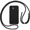 Vauki Custodia per iPhone 17 Cover con Cordino,Nero Silicone Antiurto TPU Morbido Case Corda Collana Necklace Regolabile Stylish con Catena Sottile Cover per iPhone 17 6.3,Nero
