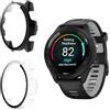 Funrae Custodia Compatibile con Garmin Forerunner 265 [2 Pezzi], Cover Protettiva Telaio Rigida PC [Con Vetro Temperato] HD Clear Anti-Graffio Protezione Case - Trasparente&Nero
