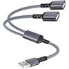 Itramax Cavo USB Splitter Y 0,3m, Cavo Splitter USBA Maschio a 2 Femmina, Hub Porta Doppia/Multipla per PC, Laptop, Tastiera, Mouse, Stampante, Chiavetta USB, LED, Supporta Dati e Ricarica