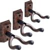 PUNK Set di 3 ganci da parete per chitarra, ukulele, chitarra elettrica, acustica, basso, mandolino e banjo, in legno di noce nero