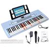 Funtaki Pianoforte digitale portatile a 61 tasti, pianoforte elettronico con tasti illuminati e supporto musicale, mini tastiera per bambini e adulti, tastiera digitale Blu