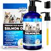 CJXHJY Olio di salmone per cani e gatti, 250 ml, omega 3-6 di alta qualità dall'Alaska, supporta pelle, pelo e articolazioni, per tutte le razze e età, catturato in modo sostenibile, spremuto a freddo, 100%