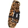 Yudote, collare regolabile in nylon, morbido tessuto floccato con elegante stampa leopardata per cani di taglia grande, collo 40-66 cm