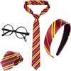 Xerteam Costume magico per bambini, accessori per adulti, cravatta a righe, cerchietto per capelli, occhiali rotondi, mantello Wizard, accessorio per costume di carnevale, accessorio per capelli, per