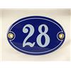 A.G.S. Numero civico smaltato n. 28, ovale, blu e bianco, fatto a mano