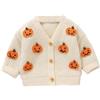 Generic Cardigan lavorato a maglia per Halloween da bambina con design a zucca 3D, manica lunga e aperto sul davanti, per la stagione autunno-inverno (White, 9-12 Months)