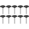QUARKZMAN 10pz Manopole a T con Viti a Testa Alare M8x40mm Manopole a T Plastica Filettatura Maschio standard Maniglie Manopole Serraggio a mano Vite a testa Zigrinata, Nero