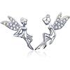 Qings Orecchini Angeli Custode in Argento Sterling - Fata Elf Studs Vintage Ear Cuffs Party Prom Anniversario di Matrimonio Portafortuna Gioielli Regali per le Donne