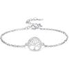 Hinvan Bracciale in Argento Sterling 925 Bracciale Albero Della Vita Braccialetto Argento 925 con Zirconi Bracciali Argento Regolabile 15+5cm Bracciale da Donna Bracciale Argento per Donna Ragazza