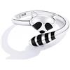 Qings Anello Donna Argento Sterling 925 - Vintage Anelli di Apertura Regolabile Procione per Ragazze Bambina Gioielli Animali Neri Festa di Promessa Anniversario Elegante Regalo Moda