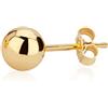 NKlaus Orecchini singoli a pallina da 5,0 mm in oro giallo 9 carati 375 per donna 9687