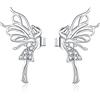 Qings Orecchino da Ragazza in Argento Sterling 925 - Piccole Fate Orecchie da Elfo Angeli Con Ali di Farfalla Borchie Fata Dei Fiori Danza Accessori per Gioielli di Moda Regali