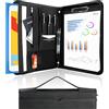 ProCase Cartella Portadocumenti A4, Portablocchi Cartellina Portadocumenti in Pelle con Multi Tasca e Doppia Cerniera per Viaggi Intervista Riunioni Congressi per Documenti Tablet Telefono-Puro Nero