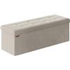 SONGMICS Cassapanca, Pouf Contenitore, Poggiapiedi Pieghevole da 38 x 110 x 38 cm, Ottomano, Regge fino a 300 kg, per Soggiorno, Camera da Letto, Entrata, Bianco Crema LSF277W01