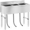 Royal Catering Lavello in acciaio inox industriale - 3 vasche - 100 x 50 cm RCHS-5 - Per uso professionale
