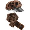 zhxinashu Cappello e Sciarpa Donna, Basco Donna con Set di Sciarpa Leopardo 2 Pezzi, Regalo Donne per Natale e Compleanno(Marrone)