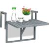 Relaxdays Tavolino Pieghevole per Balcone, da Appendere, Regolabile in Altezza, Salvaspazio, HLP: 55x70x65 cm, Grigio