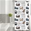 ASDCXZ Tenda per Doccia Sottile 90x180 cm, Gatto di Disegno Animato Carino Bambini Bianco Lavabili con Occhielli Tenda Doccia Impermeabile in Tessuto per Vasca da Bagno con 6 Ganci