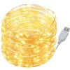 ATJTYSX Catena di luci a LED USB 5 m, 50 LED, filo di rame, catena di luci con spina micro filo argentato, catena luminosa per interni, alimentata a batteria, per feste, Natale, Halloween