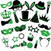 Zonon 24 Puntelli per Cabina Fotografica Foto Props per Feste Mix di Cappelli Bicchiere da Vino Rossetto Cravatta Corone per Compleanno Matrimoni Festa di Laurea (Verde e Nero)