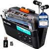 KLIM K7 Cassette Player - Convertitore Cassette MP3 - Lettore Cassette Audio Portatile - Microfono e Altoparlante Incorporati - Batteria Ricaricabile - Auricolari - Scheda SD da 16 GB- Nero-Arancione