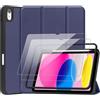 Ysjisy Cover Per iPad (A16) 11 Generazione 11 Pollici 2025/iPad 10 Generazione 10,9 2022, TPU Flessibile con Portapenna, Auto Svegliati/Sonno con Uno 2 Pezzi Temperato Pellicola Protettiva - Blu