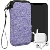 kwmobile Custodia in Neoprene con Zip per Smartphone M - 5,5 - Astuccio Portacellulare a Sacchetto con Cerniera - Borsa in blu jeans/bianco