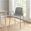 [en.casa] Sedia da Sala Pranzo Seduta Schienale Monoblocco in Plastica Braccioli e Gambe in Metallo Carico max 130 kg - Grigio Chiaro