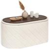 PINPLUS Panca Contenitore con Coperchio Imbottito, Ovale e Pieghevole, in Tessuto Boucle, come Poggiapiedi per Soggiorno e Camera, 76x38x38 cm, Bianco