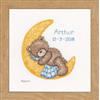 VERVACO Kit Punto Croce Contato Orso di Popcorn Che Dorme Annuncio Nascita Punto Croce ca. 16 x 18 cm Regalo Personalizzato Set Fai da Te attività Creative Adulti Benvenuto Bambino Cross Stitch