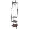 Relaxdays Appendiabiti Relaxdays, 8 Ganci, 4 Ripiani, HLP 180 x 43 x 43 cm, Stender, Metallo e MDF, Nero/Marrone Scuro