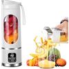 SGZIOO Mini Frullatore Portatile, 450 ML Frullatore Portatile USB Ricaricabile, Smoothie Maker con 12 Lame, Display a LED, per Frullati e Smoothie, Mini frullatore Elettrico per Sport, Viaggi