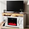 BAKAJI Mobile TV Bianco e Legno Camino Elettrico Effetto Fiamma 3D Telecomando Luci RGB