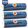 BAKAJI 3 x Rotoli Sacchetti Freezer per Alimenti 900 sacchi Congelatore Frigo 28x42cm
